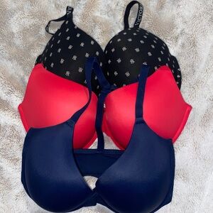 Victoria's Secret Black, Red, and Blue Bras BUNDLE